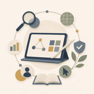 Hub and spoke learning tools diagram showing interconnected technology and digital resources